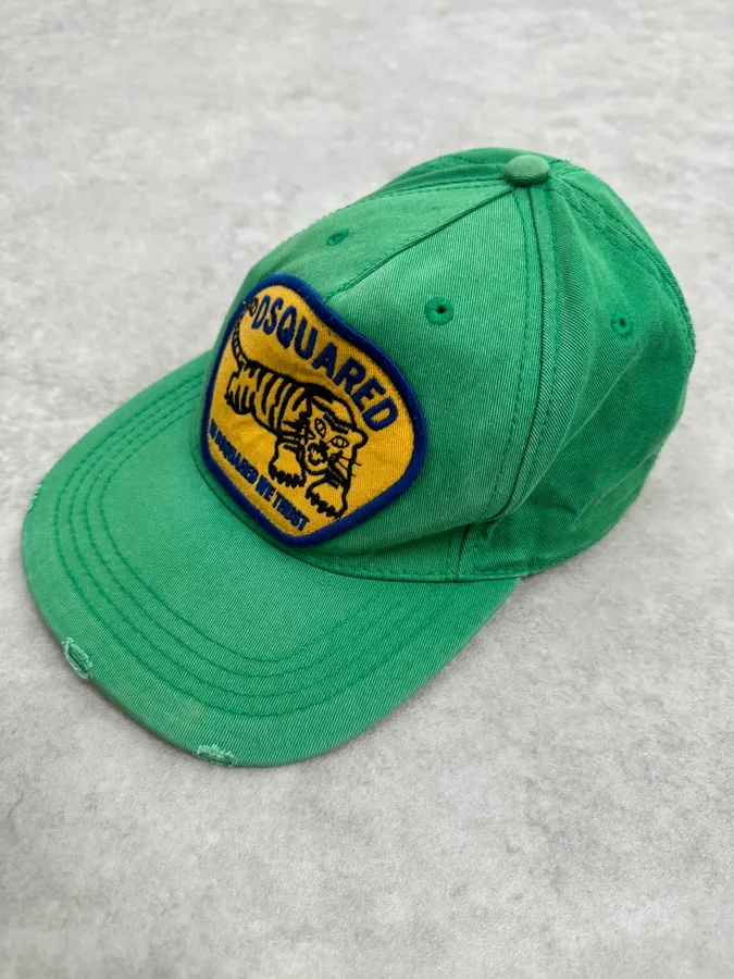 2000s Dsquared2 Green & Yellow Relaxed Cap - Image 5