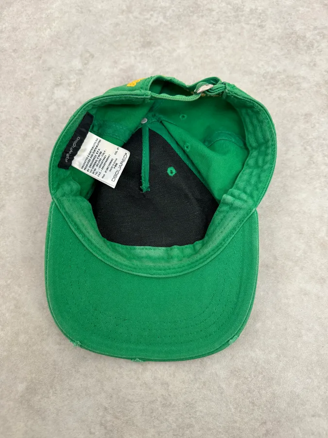 2000s Dsquared2 Green & Yellow Relaxed Cap - Image 7