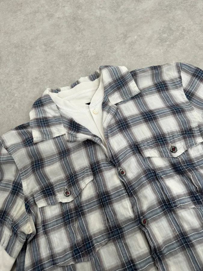 2000s Dsquared2 Layered Henley Checkered Shirt - Image 4