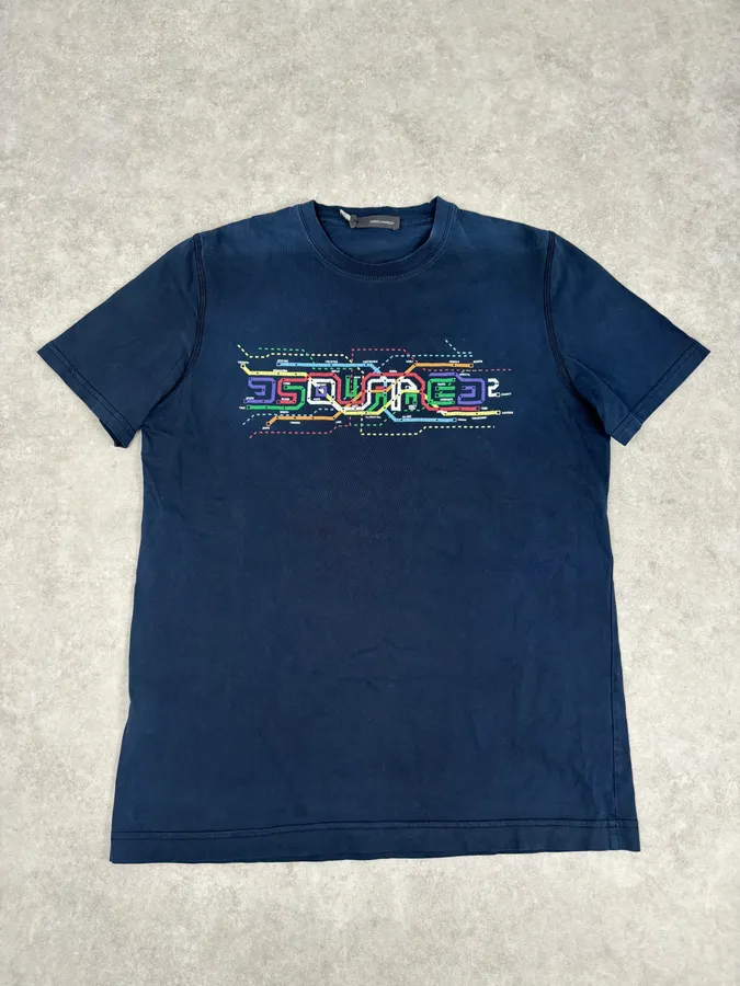 2000s Dsquared2 Multi-color Subway Navy T-Shirt