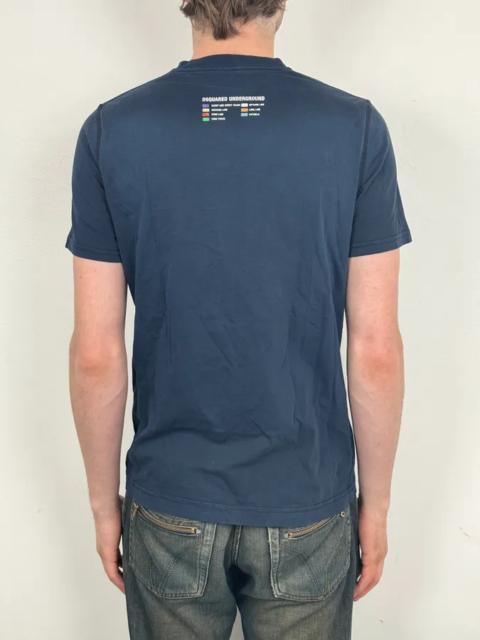 2000s Dsquared2 Multi-color Subway Navy T-Shirt - Image 3