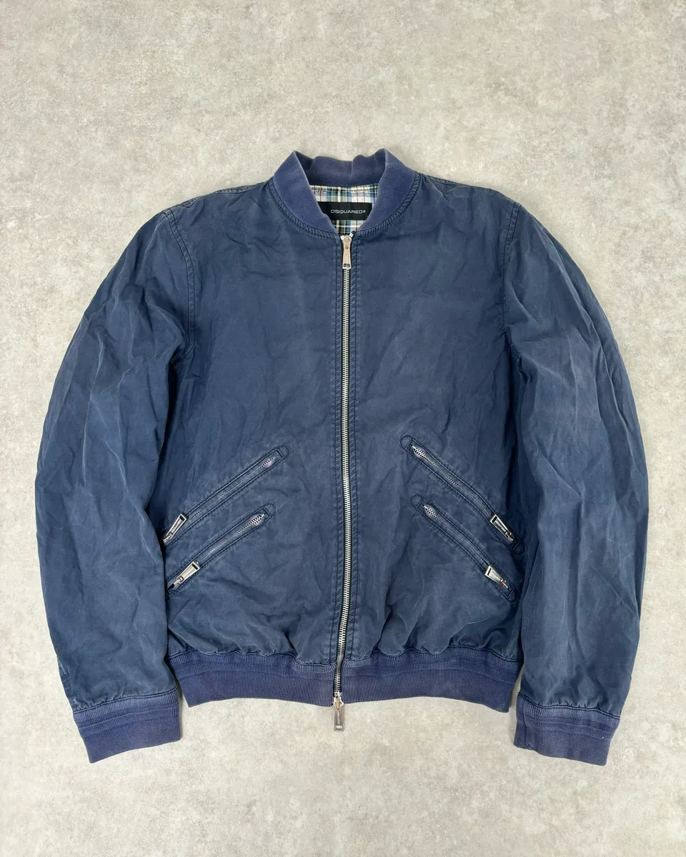2000s Dsquared2 Navy Light Minimalist Bomber Jacket