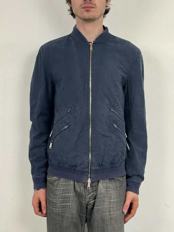 2000s Dsquared2 Navy Light Minimalist Bomber Jacket - Image 2