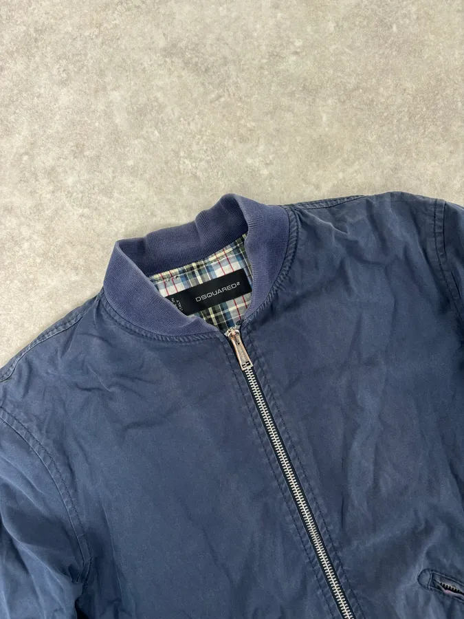 2000s Dsquared2 Navy Light Minimalist Bomber Jacket - Image 4