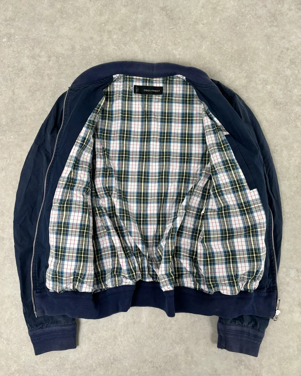 2000s Dsquared2 Navy Light Minimalist Bomber Jacket - Image 7