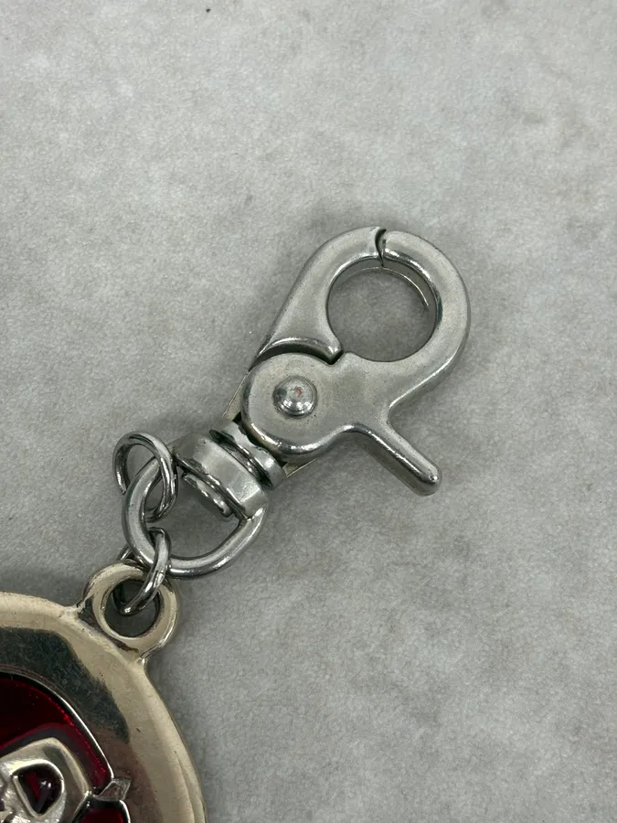 2000s Dsquared2 Red & Grey Propaganda Charm Logo Keychain - Image 4