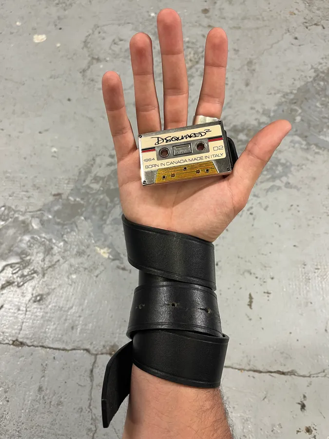 2000s Dsquared2 Tape Buckle Black Leather Belt