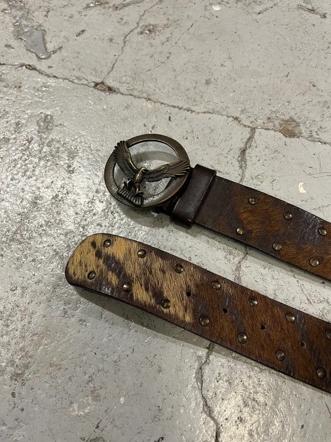 2000s Eagle Royal Archive Brown Pony Hair Leather Belt - Image 6