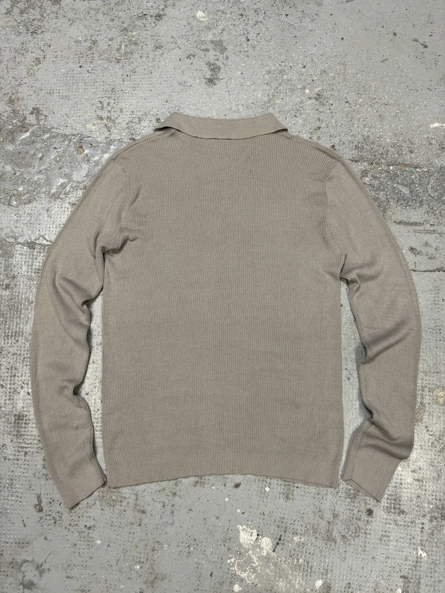 2000s Emporio Armani Beige Polo Longsleeves - Image 4
