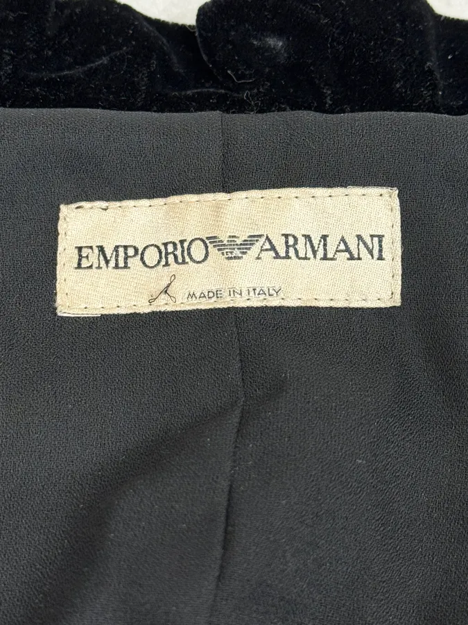 2000s Emporio Armani Black Buttoned Velvet Cardigan Jacket - Image 7