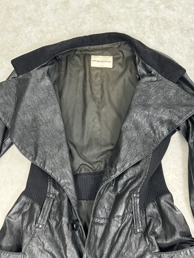 2000s Emporio Armani Black Leather Combination - Image 11
