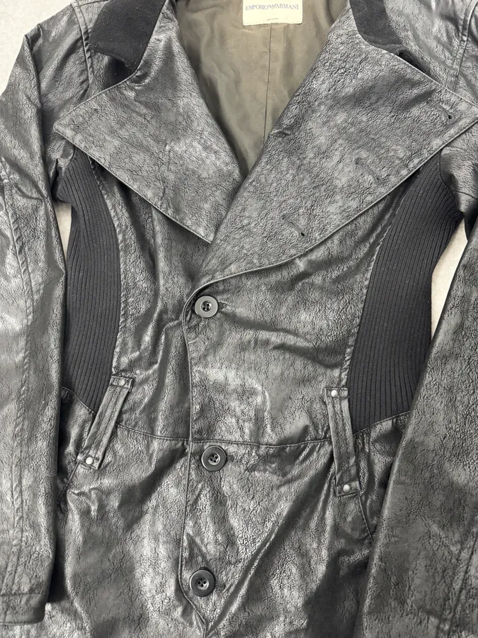 2000s Emporio Armani Black Leather Combination - Image 12