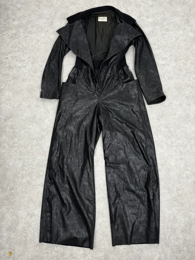 2000s Emporio Armani Black Leather Combination - Image 5