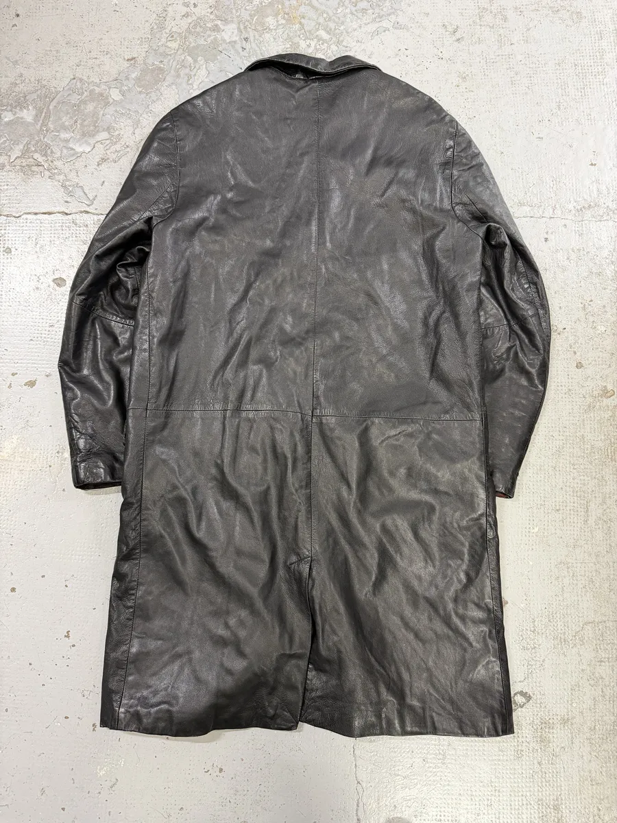 2000s Emporio Armani Black Long Premium Lamb Leather Jacket - Image 4