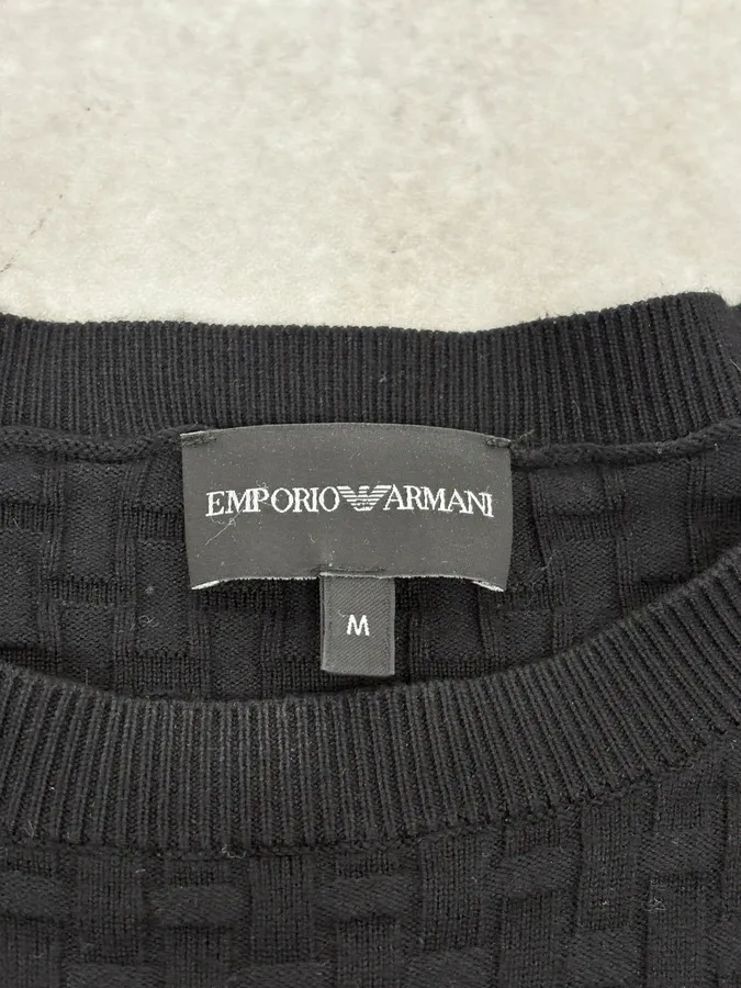 2000s Emporio Armani Black Woven Wool Sweater - Image 8