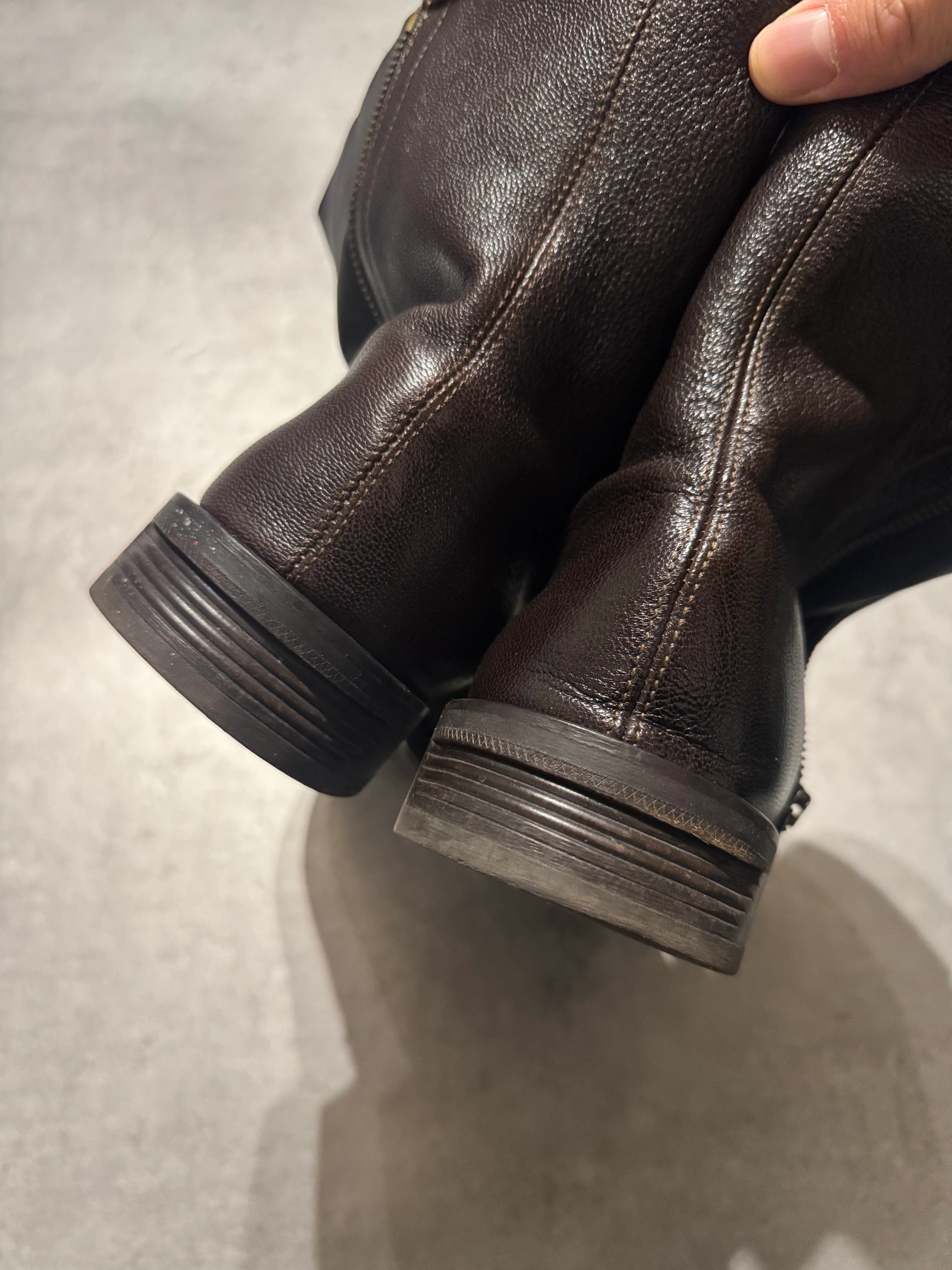 2000s Emporio Armani Brown Wool Leather Boots - Image 7
