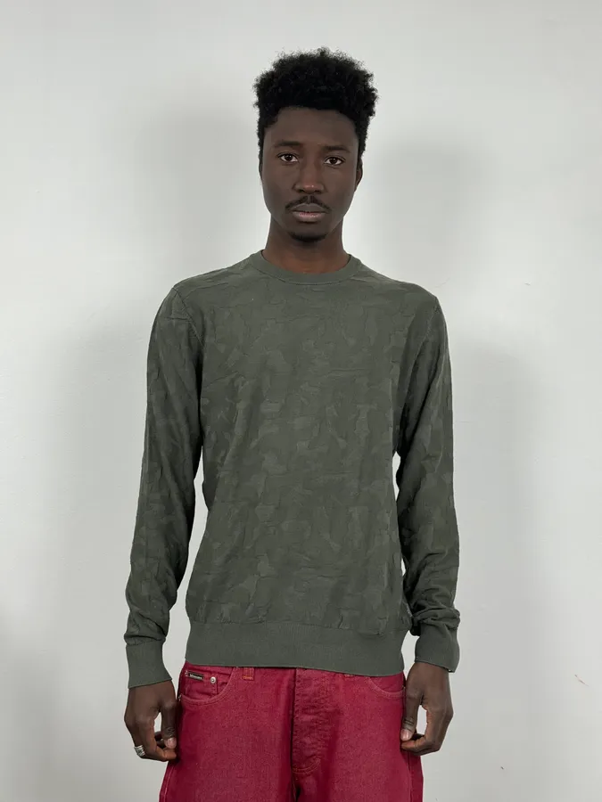 2000s Emporio Armani Camo Khaki Sweater - Image 2