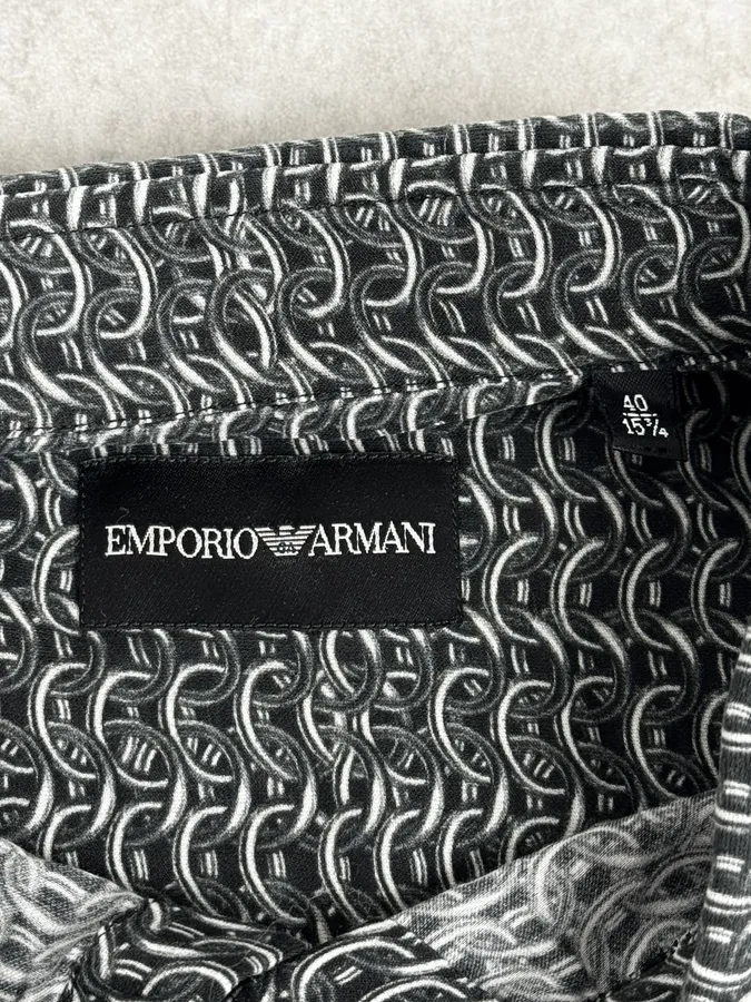 2000s Emporio Armani Chainlink Print Shirt - Image 9