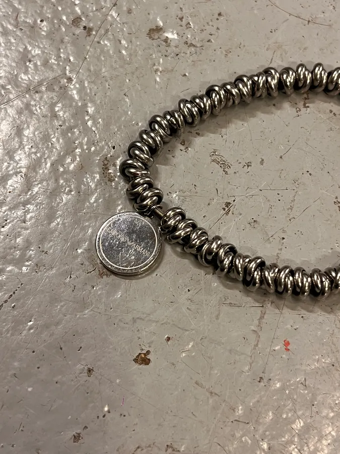 2000s Emporio Armani Circle Stainless Steel Bracelet - Image 5