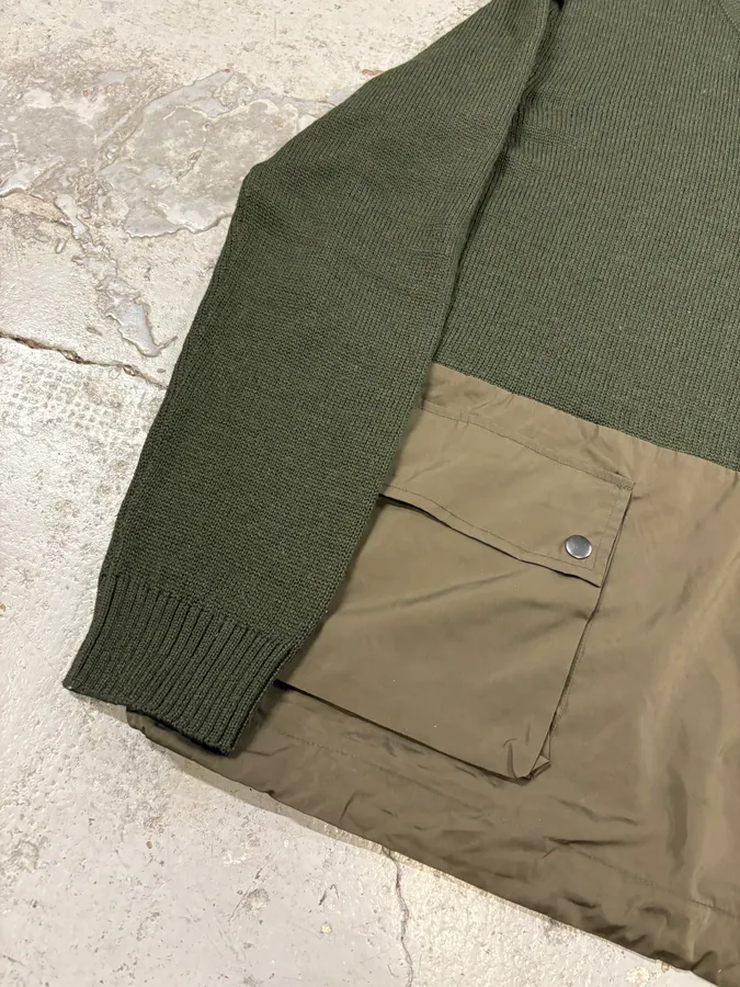 2000s Emporio Armani Green & Brown Cargo Sweater - Image 7