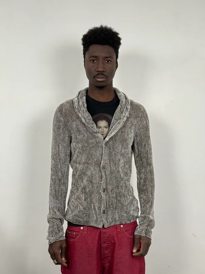 2000s Emporio Armani Grey Cardigan Sweater - Image 2