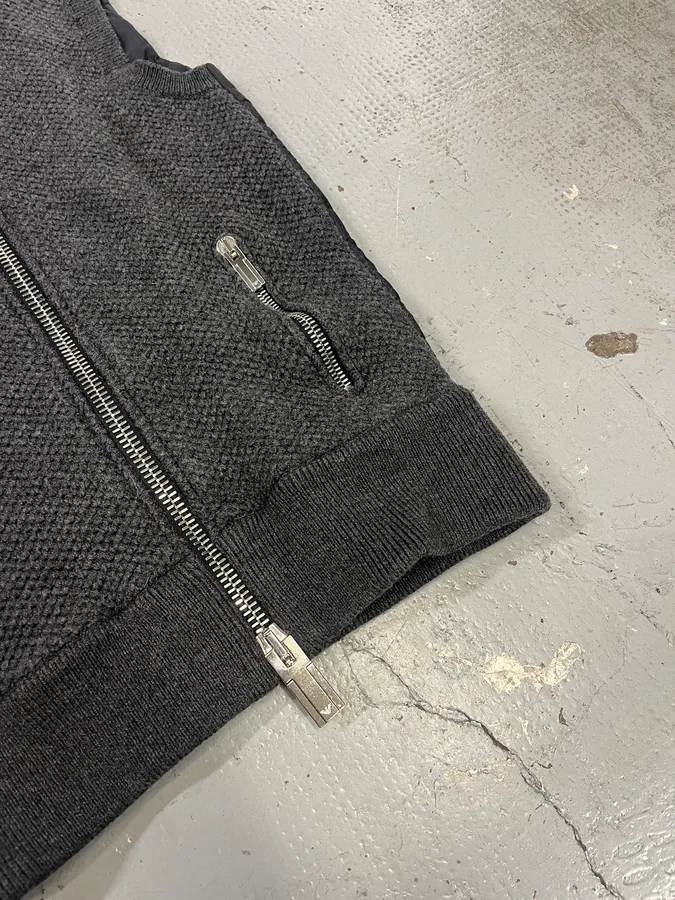 2000s Emporio Armani Grey Wool & Puffer Vest - Image 5