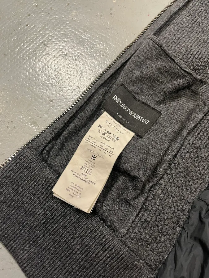2000s Emporio Armani Grey Wool & Puffer Vest - Image 8