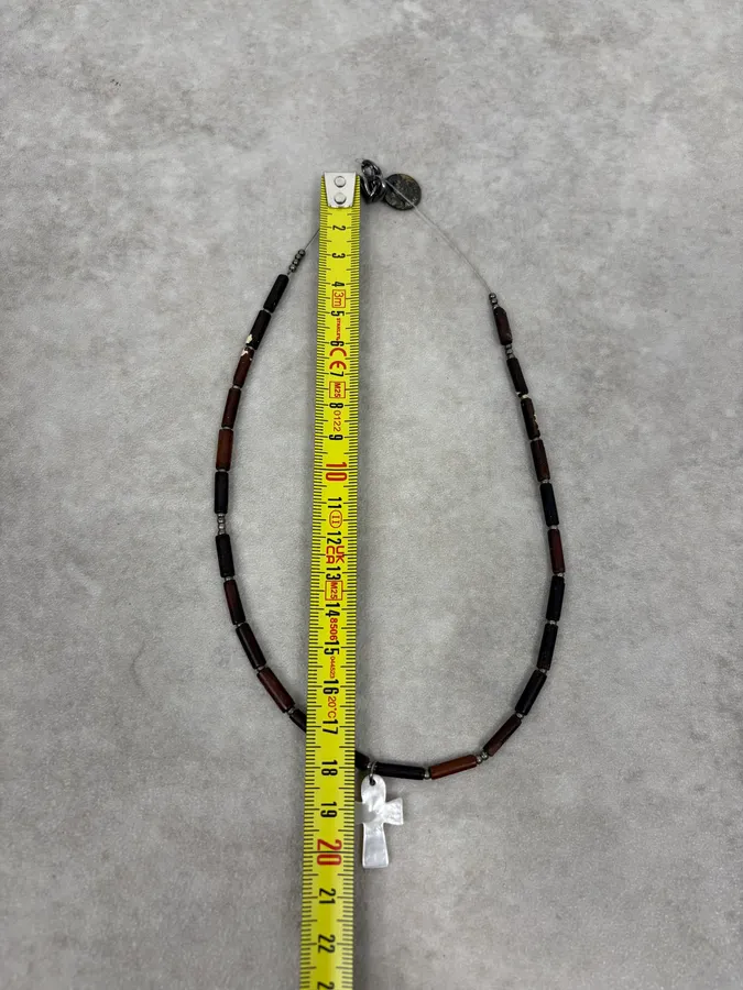 2000s Emporio Armani Ivory Tone Cross Necklace - Image 6