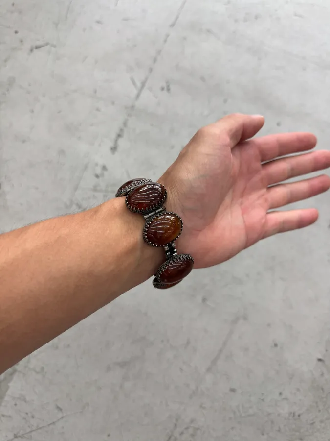 2000s Emporio Armani Metal & Stones Bracelet - Image 4