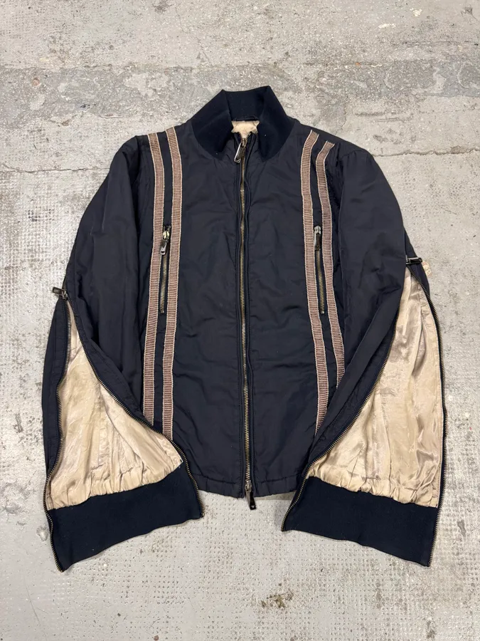 2000s Emporio Armani Navy Multi Zips Racing Jacket - Image 4