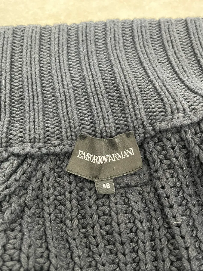 2000s Emporio Armani Navy Wool Cardigan Sweater - Image 10