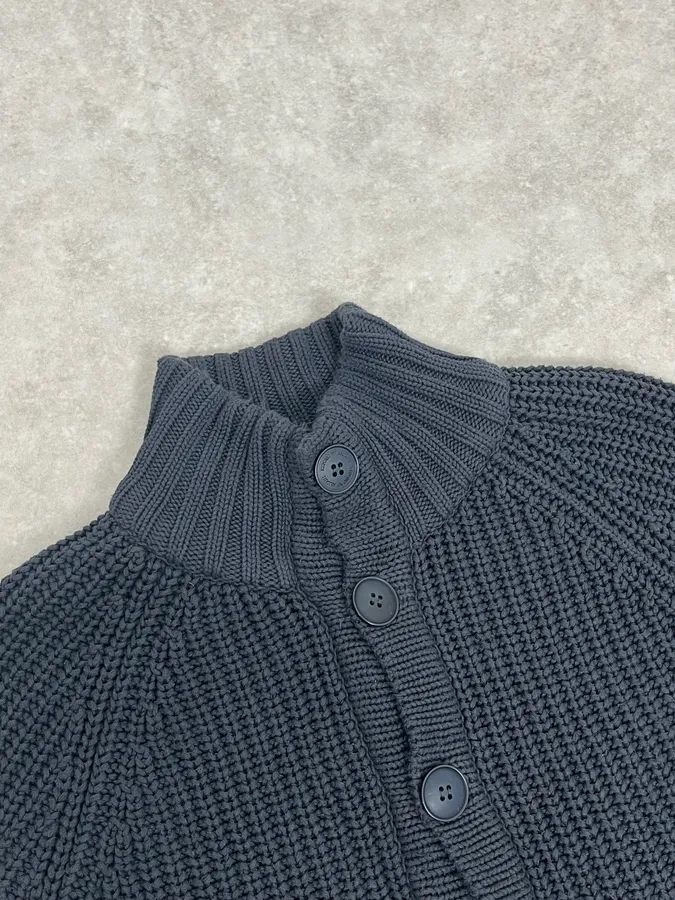 2000s Emporio Armani Navy Wool Cardigan Sweater - Image 6