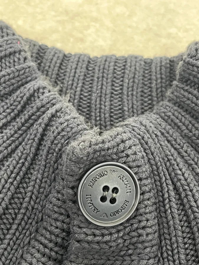 2000s Emporio Armani Navy Wool Cardigan Sweater - Image 9