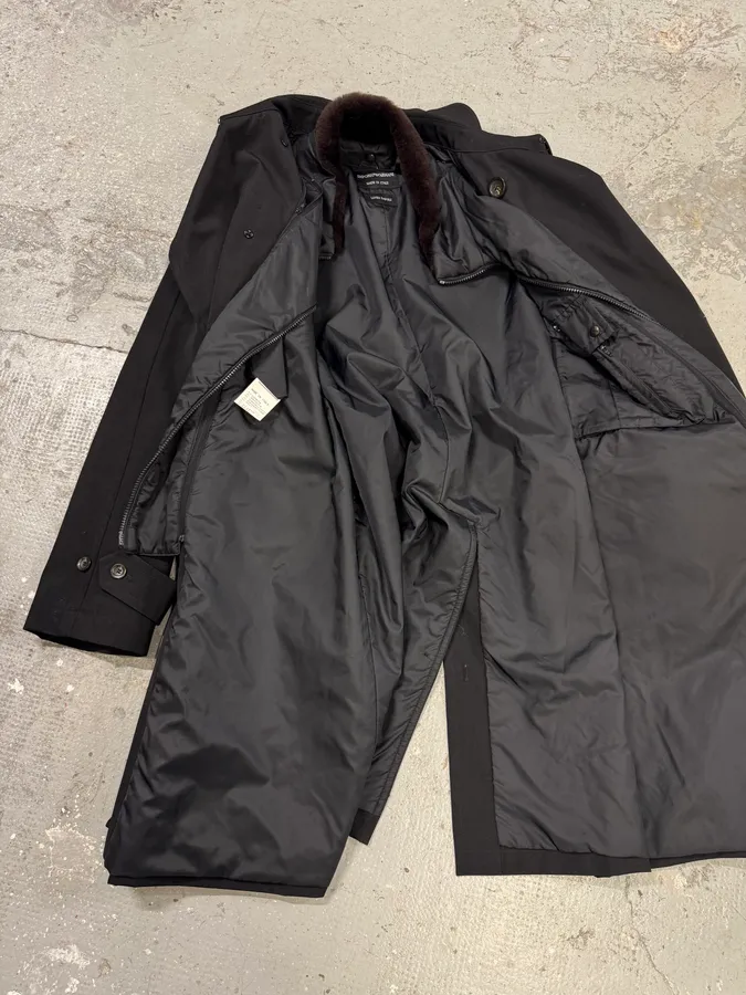 2000s Emporio Armani Nylon Lining Long Wool Trench Coat - Image 12