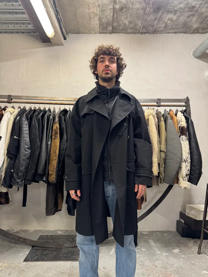 2000s Emporio Armani Nylon Lining Long Wool Trench Coat - Image 13