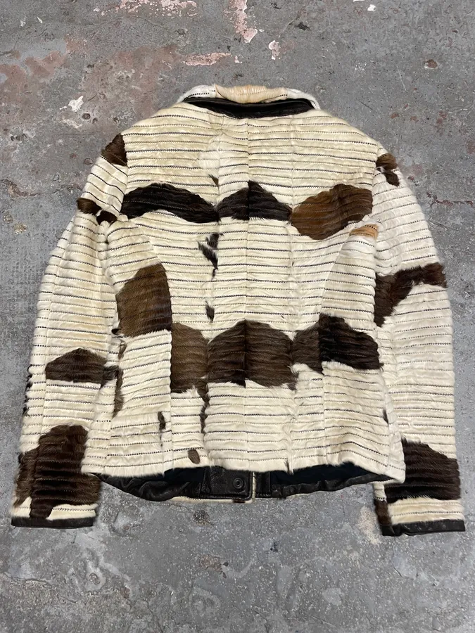2000s Emporio Armani Pony Hair Cow Leather Jacket - Image 2