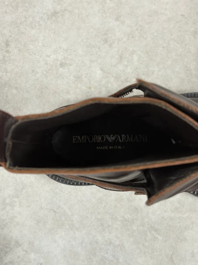 2000s Emporio Armani Pro Biker Brown Leather Boots - Image 10