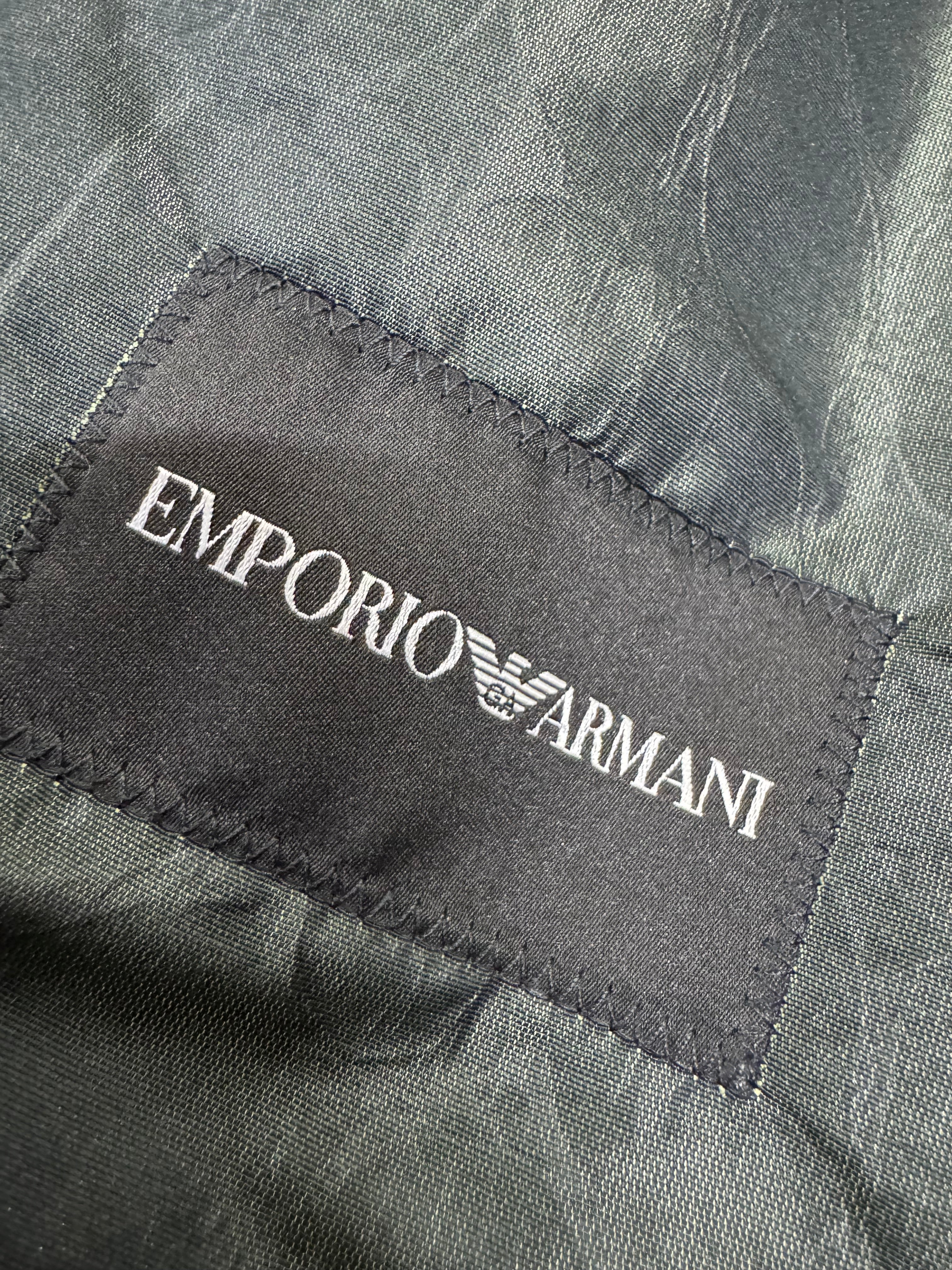2000s Emporio Armani Shiny Olive Crocodile Effect Light Trench Coat - Image 6