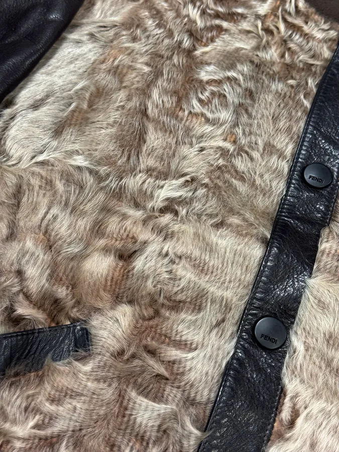 2000s Fendi Beige Fur Teddy Bomber Jacket - Image 10