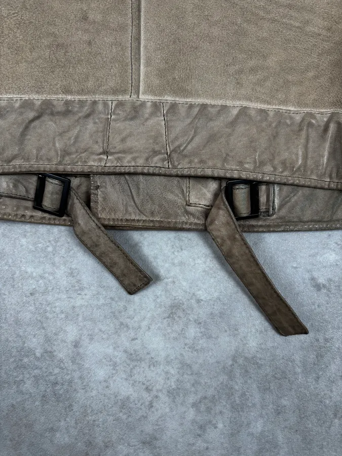 2000s Fendi Patchwork Shearling Beige Leather Jacket - Image 10