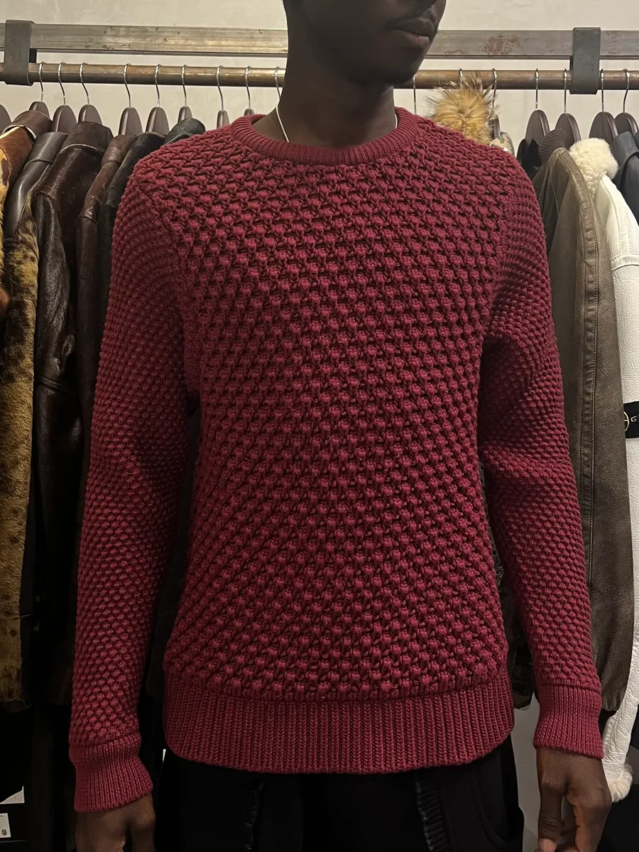 2000s Ferragamo Waffled Bordeaux Crewneck Sweater - Image 2