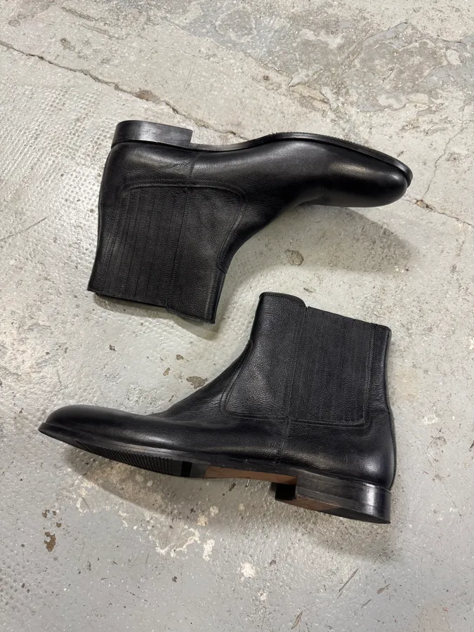 2000s Galliano Black Leather Ankle Boots - Image 2