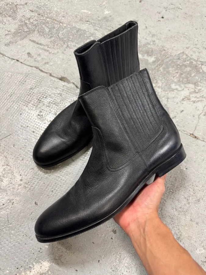 2000s Galliano Black Leather Ankle Boots - Image 6