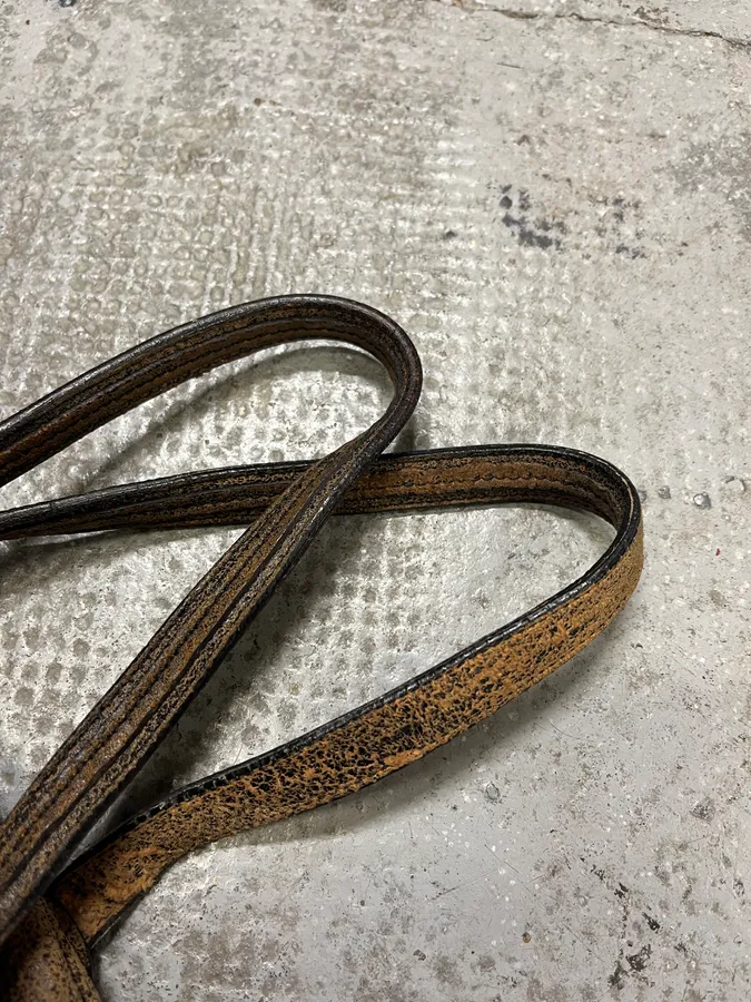 2000s Galliano Brown Cracked Leather Money Handle Bag - Image 5