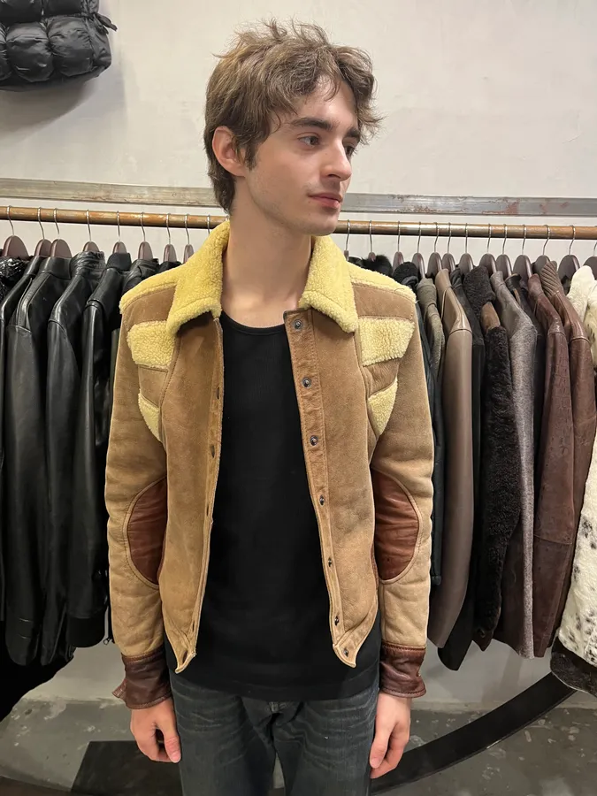 2000s Galliano Brown Leather Shearling Fur Jacket - Image 2