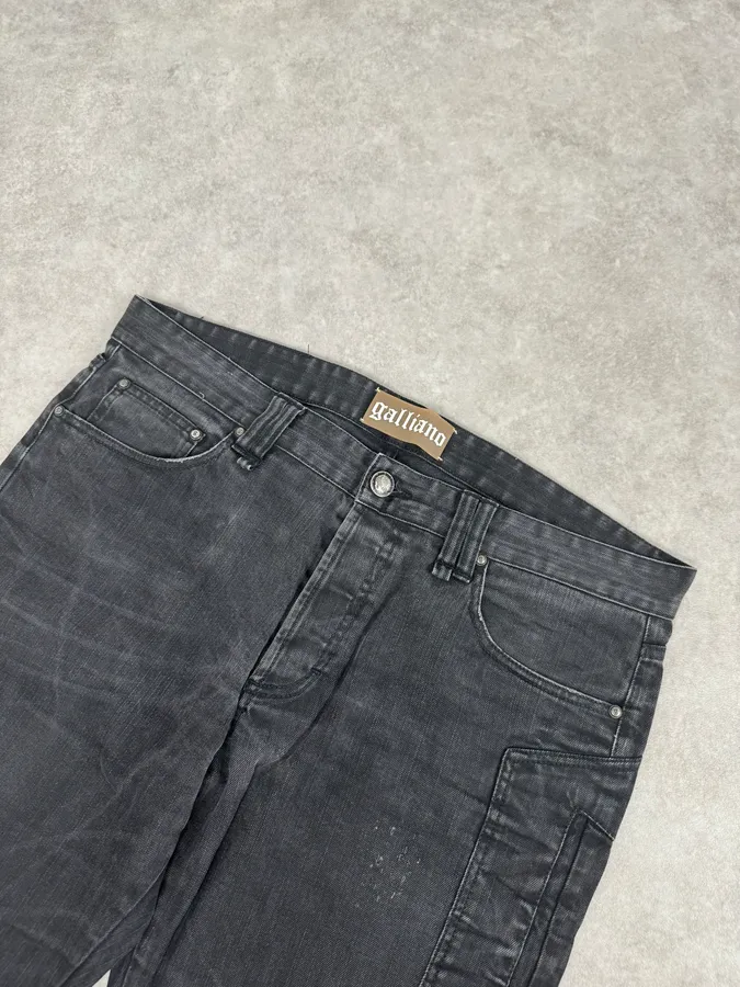 2000s Galliano Propaganda Big Letter Black Jeans - Image 5