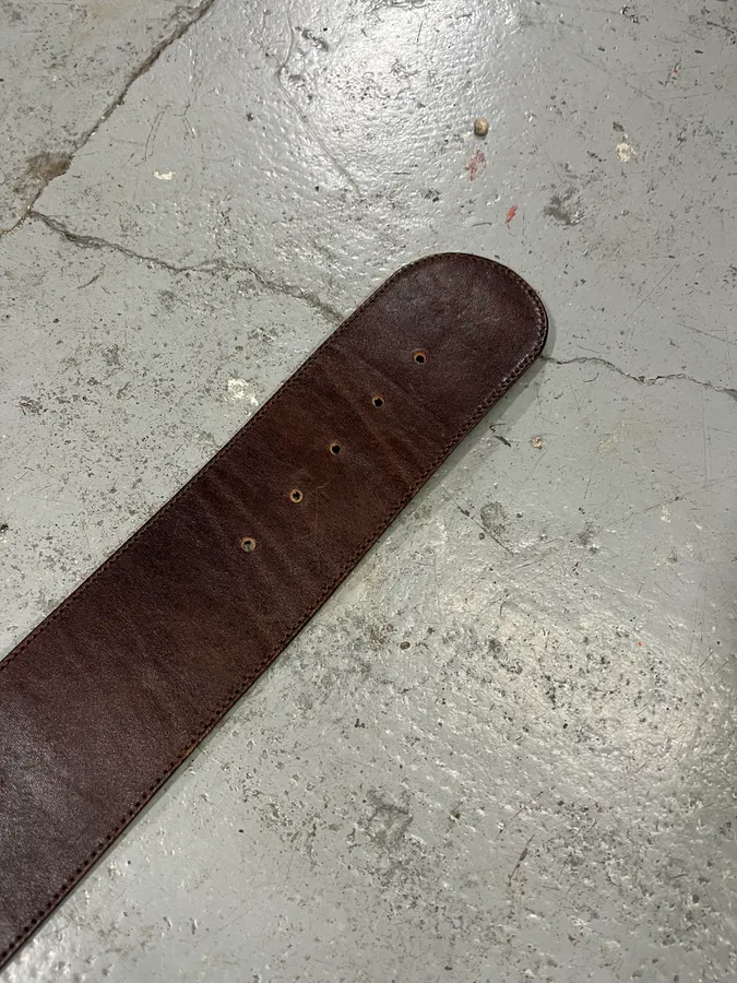 2000s Geniune Crocodile Tale Brown Leather Belt - Image 4