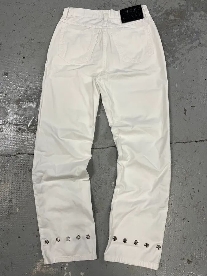 2000s Gianfranco Ferré Eyelet White Pants - Image 4