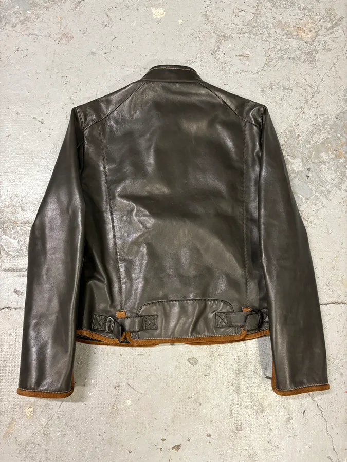2000s Gianfranco Ferré Futuristic Biker Black Leather Jacket - Image 4