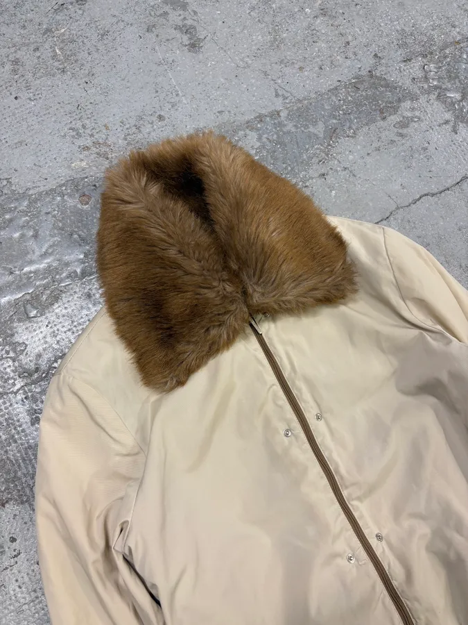 2000s Gianfranco Ferré Beige Fur Lining Bomber Jacket - Image 5